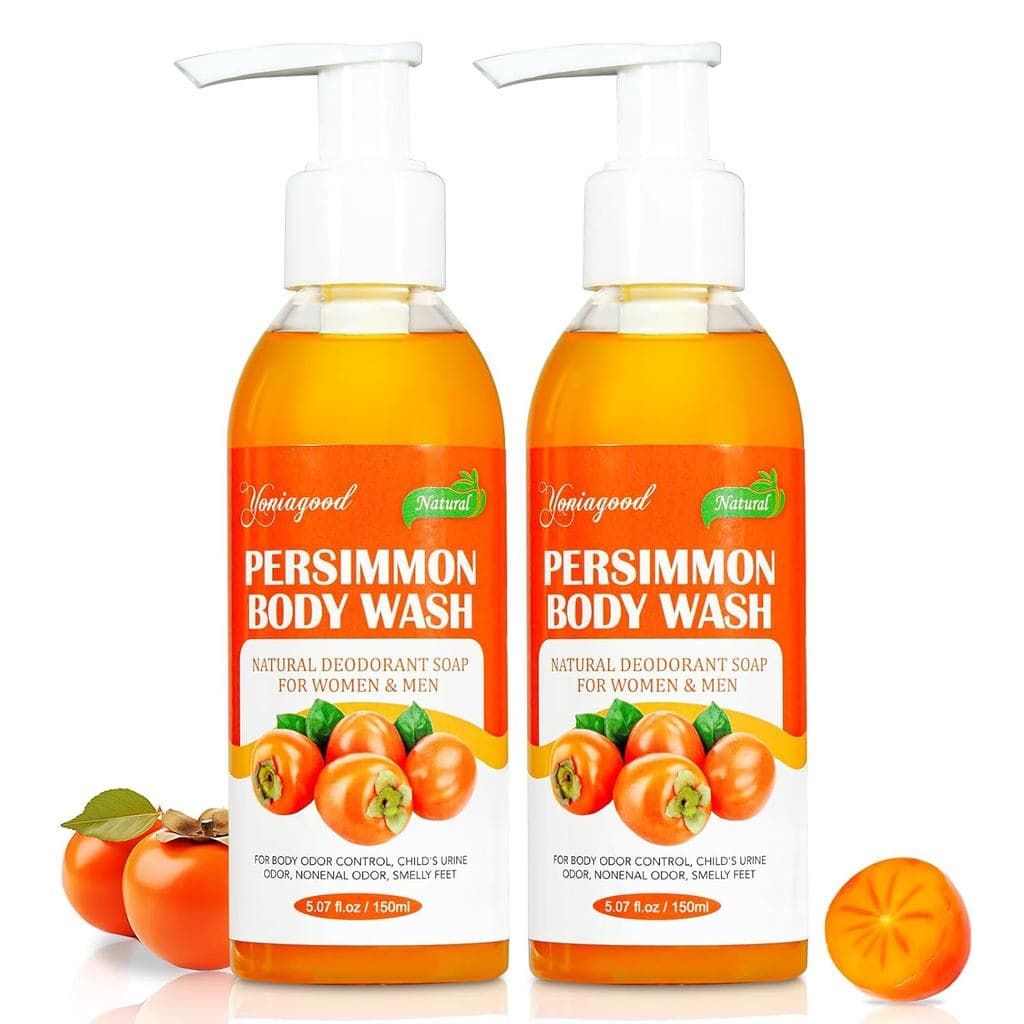 yoniagood 2 PCS Sabonete Líquido Corporal de Caqui para Controle de Odor Intenso, Sabonete Natural de Caqui para Remover