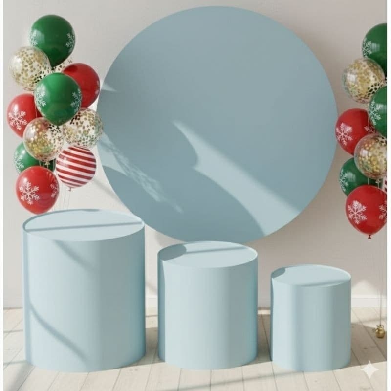 Kit Capa Painel Redondo 150 cm + Trio de Capas para cilindros Festas Aniversario Tema - ENVIO IMEDIATO