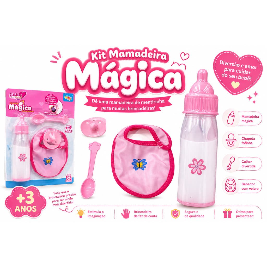 Mamadeira Mágica para Boneca - Brinquedo Divertido