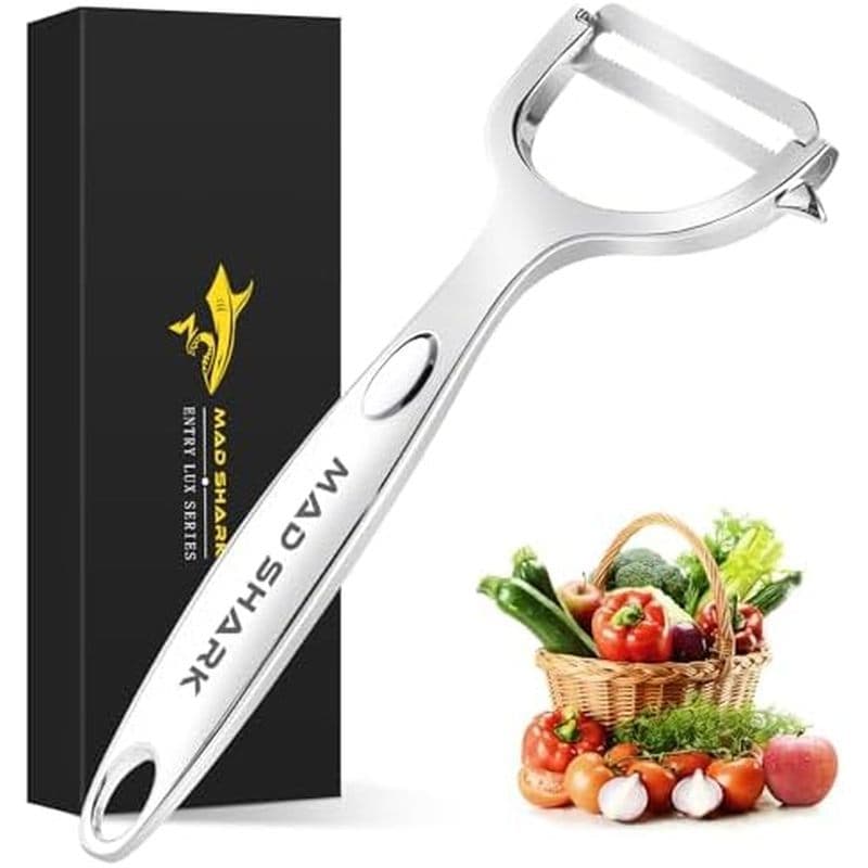 Descascador De Vegetais Ultra Afiado MAD SHARK Para Cozinha 10 Anos Sem Ferrugem Batata Serrilhado De Aço Inoxidável Fác