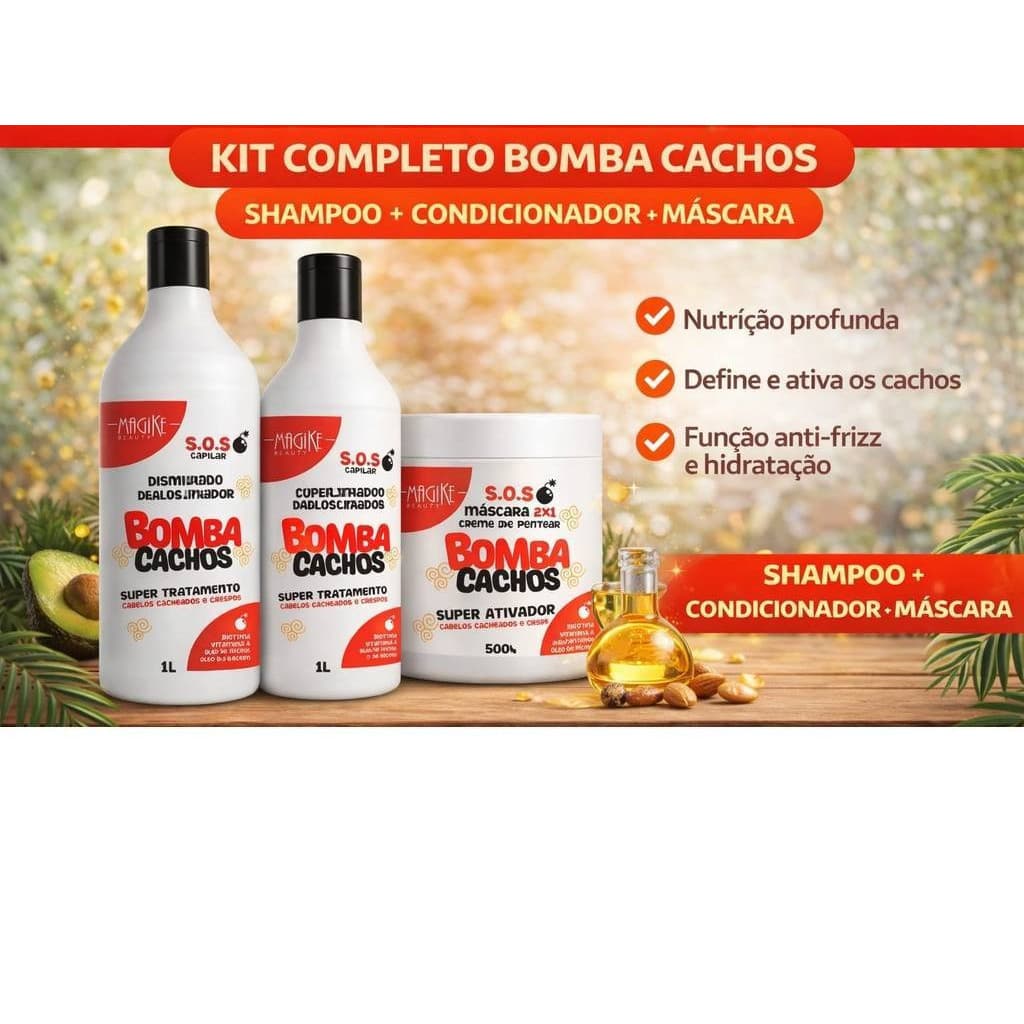 Kit definição de cachos - 1 shampoo + 1 Condicionador + 1 Mascara ativadora de cachos
