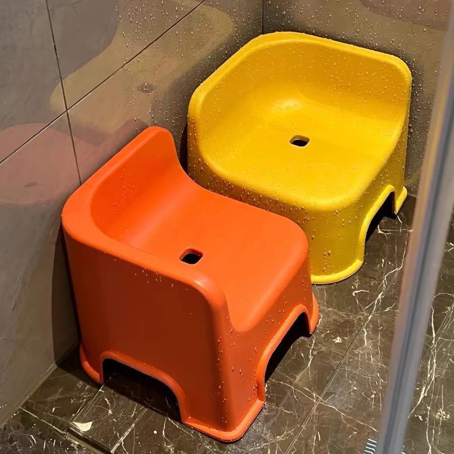 Banqueta de banheiro encosto doméstico banco de banho de bebê engrossado cadeira de plástico canto empilhamento toalete