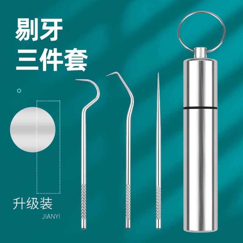 304 palito de dente de aço inoxidável portátil ferramenta útil cuidados de limpeza portátil doméstico agulha de limpeza