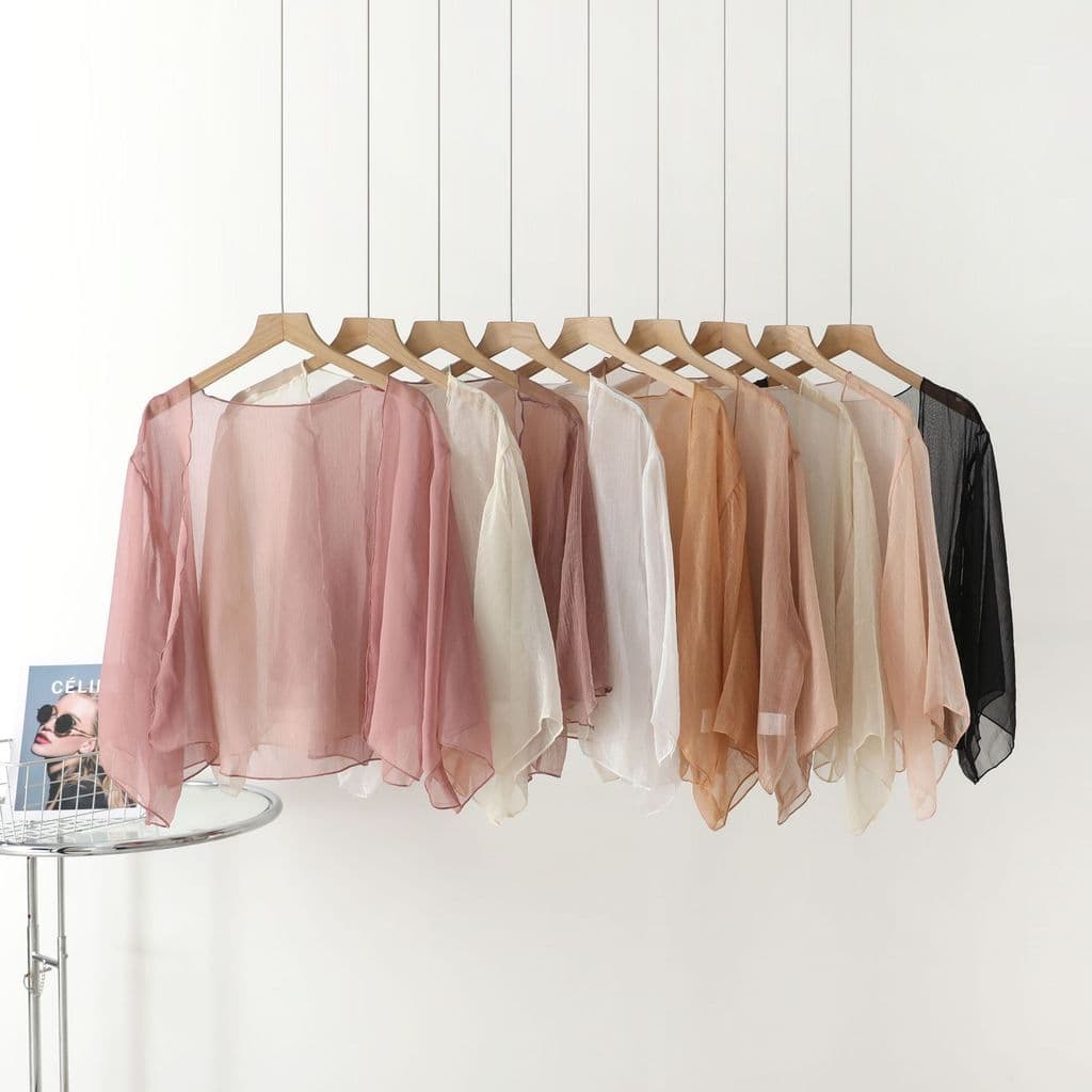 Verão outono novo estilo feminino Retro Chiffon solto protetor solar Cardigan xale fino
