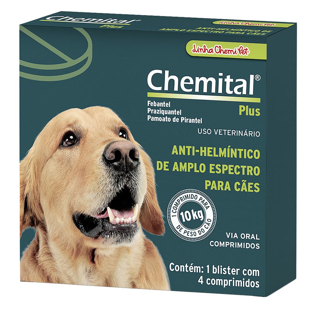 Vermífugo para Cachorro Chemital Plus 4 Comprimidos