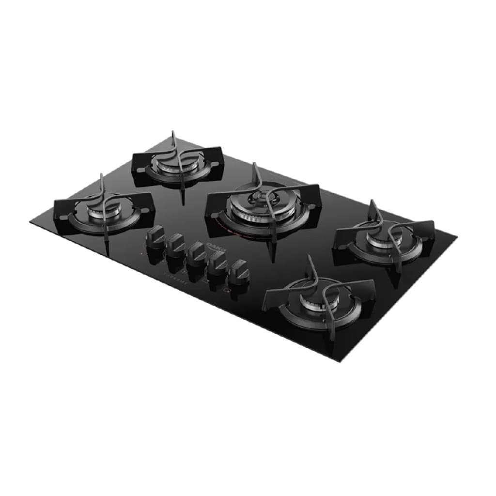 Cooktop 5 Bocas Dako Supreme Com Mesa De Vidro E Tripla Chama Preto Bivolt