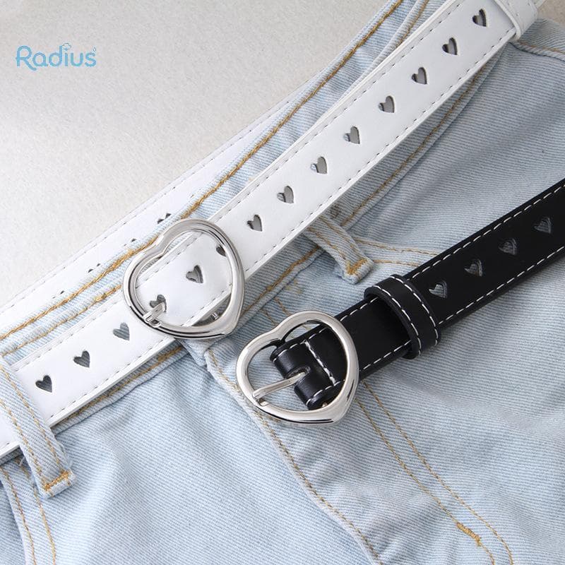 Cinto Feminino Raio Vazado Coração Bule Simples E Versátil Calças Modernas Elegantes Agulha Couro Vintage Novo