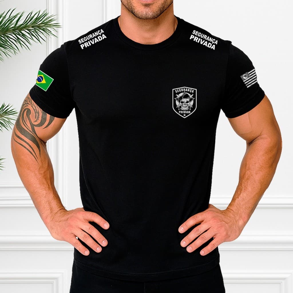 Camiseta Segurança Privada Masculina Manga Curta Personalizada Sem Nome Camisa para Trabalho