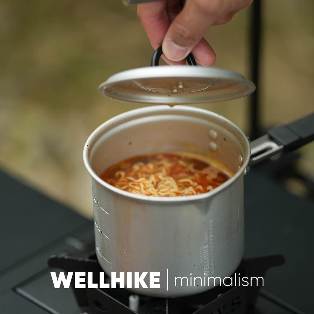 WELLHIKE ao ar livre BC pequeno pote de leite Ultra-leve solo único dobrável caminhadas escalada acampamento pote fogão