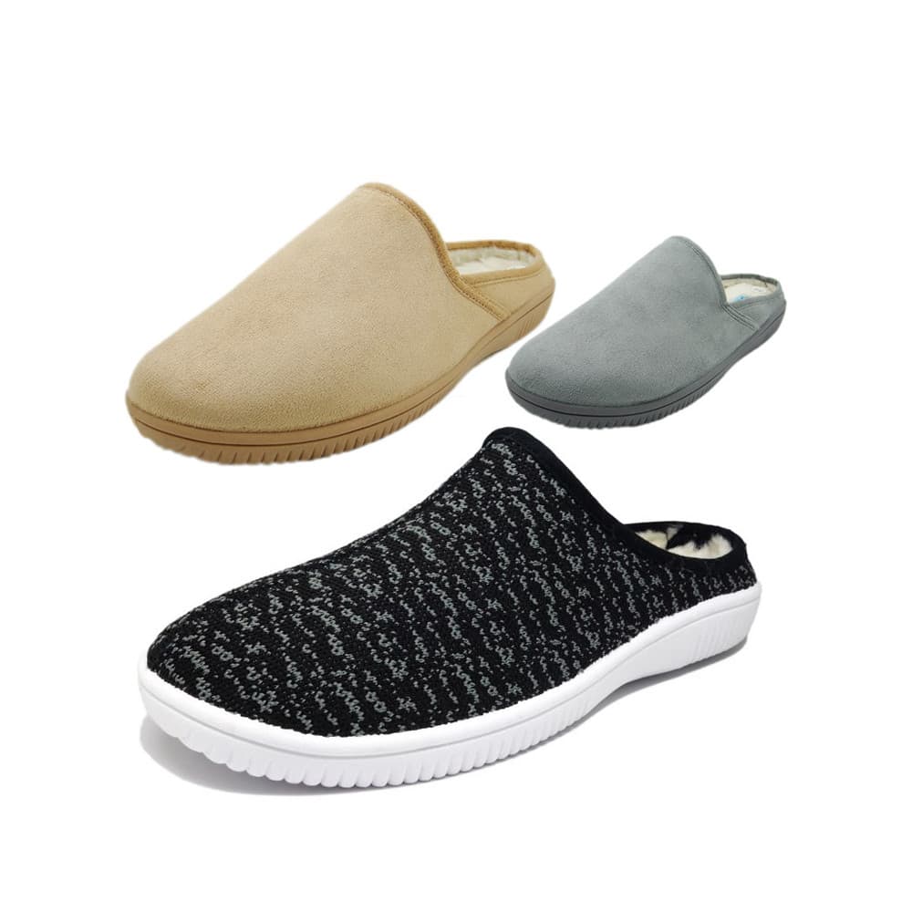 Chinelos de algodão masculinos de tamanho 41-44, forro de lã, simples, nórdico, inverno, sapatos de pelúcia, sola não do