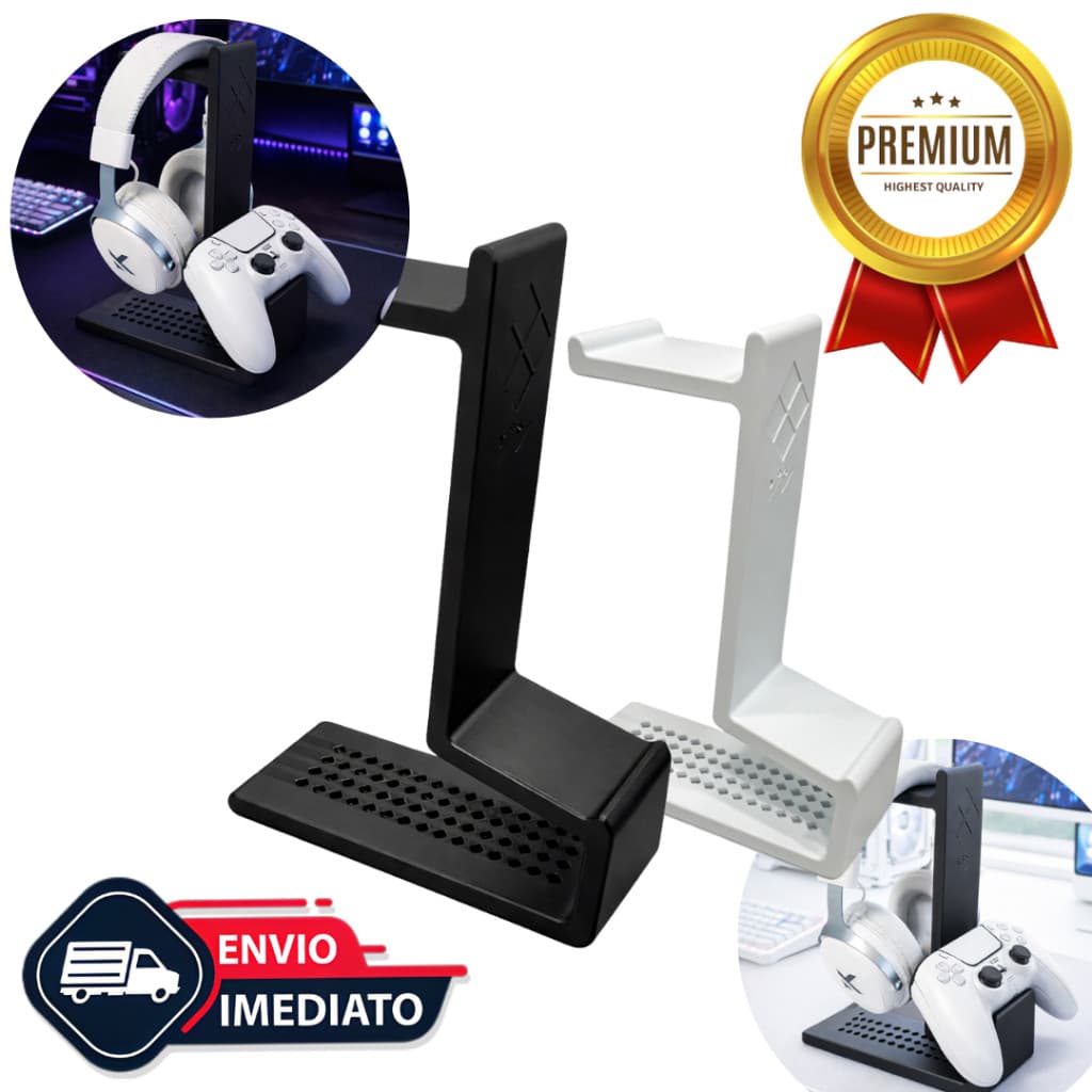 Suporte Gamer para Headset e Controle PS5 Xbox Mesa Organizador Acessórios Setup Gamer Resistente 3D