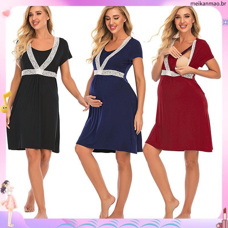 Robe De Maternidade Com Mangas Compridas E De Enfermagem