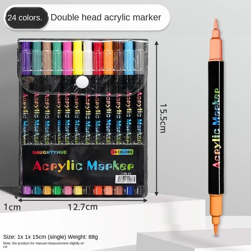 24-36pcs Marcadores De Tinta Acrílica Canetas Finas E De Ponta Dupla Adequadas Para Caligrafia De Madeira De Pedra