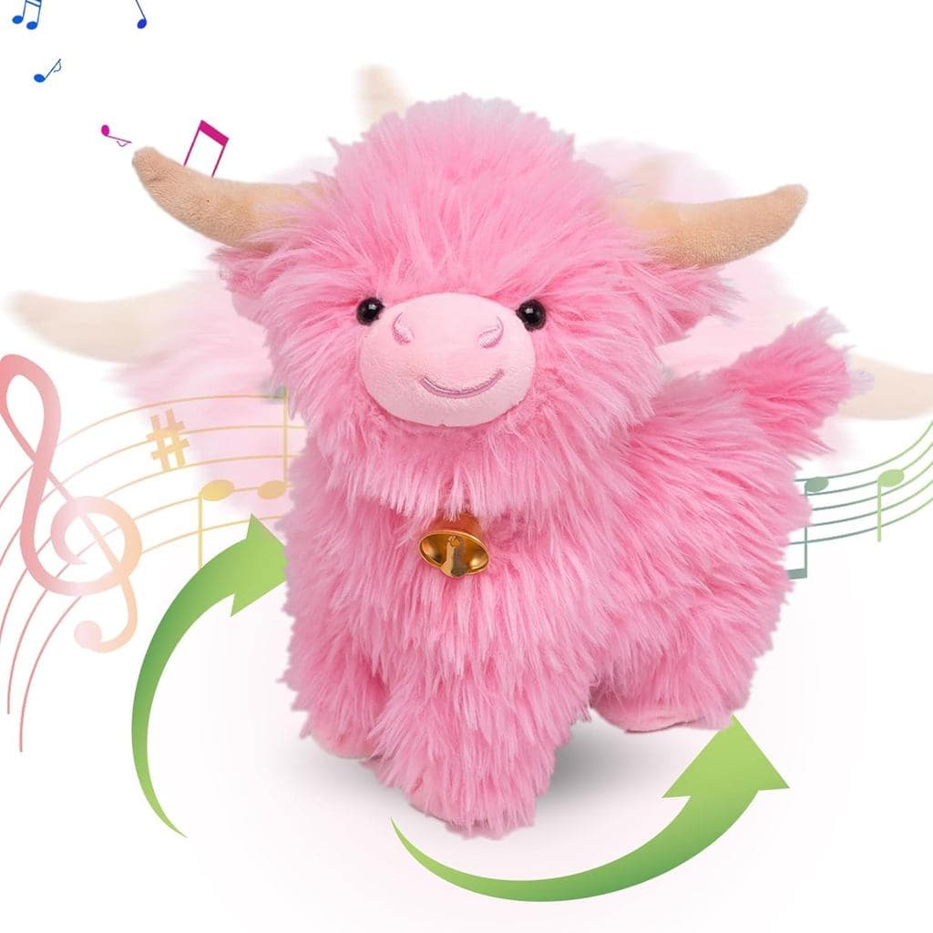 Vaca Highland Engraçada e Divertida de Pelúcia, Gado Highland Escocês Dançante e Cantante, Brinquedos Musicais Interativ