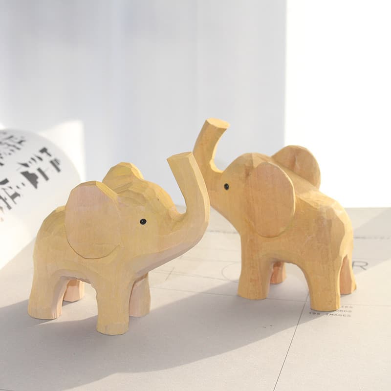 [Estoque pronto] Ventilador Aoki moderno estilo simples Basswood elefante ornamentos mesa decoração presente WJG