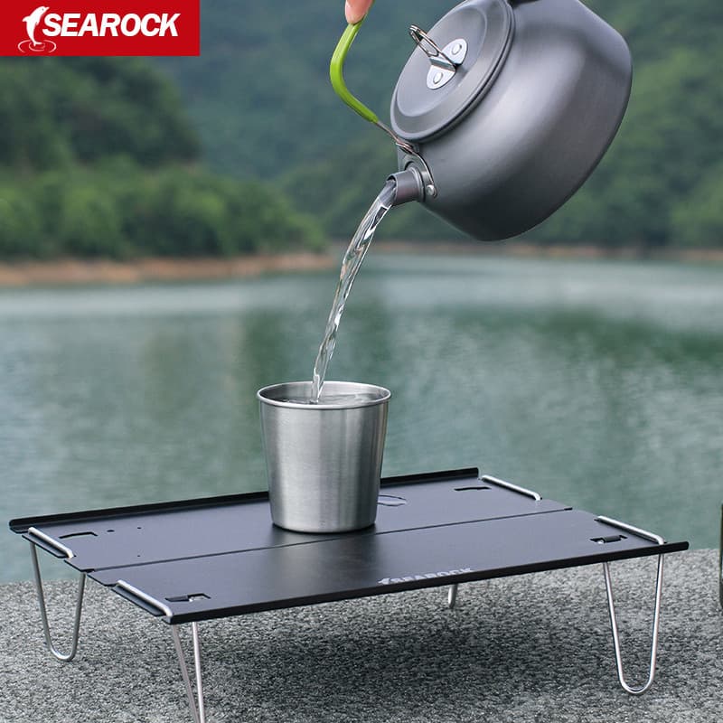 Mesa de chá para beber ao ar livre, acampamento, liga de alumínio, leve, portátil, dobrável, pequena mesa ao ar livre, U