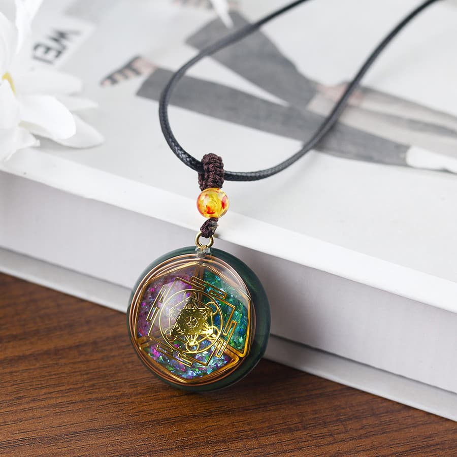 Tel: Pingente Epóxi de Cristal Natural Feito à Mão Colar de Energia Orgone Presente de Natal OP9F