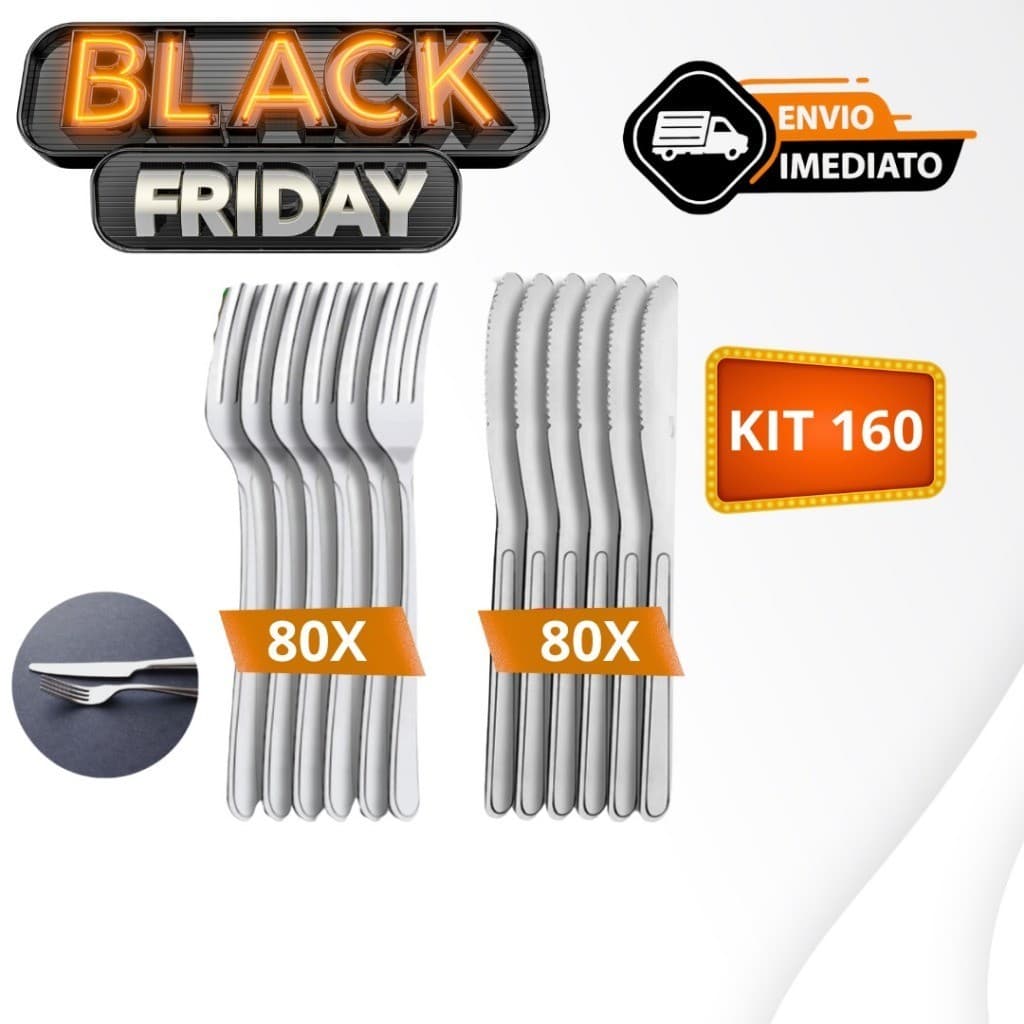 Kit 160 Talheres Garfos e Facas 100% Em Aço Inox Premium Alta Qualidade Para Restaurantes