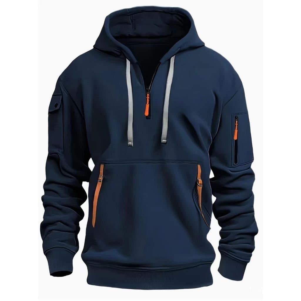 Cross-Border outono inverno masculino Casual Multi-zíper braço bolso moletom pulôver tamanho grande velo Hoodie masculin