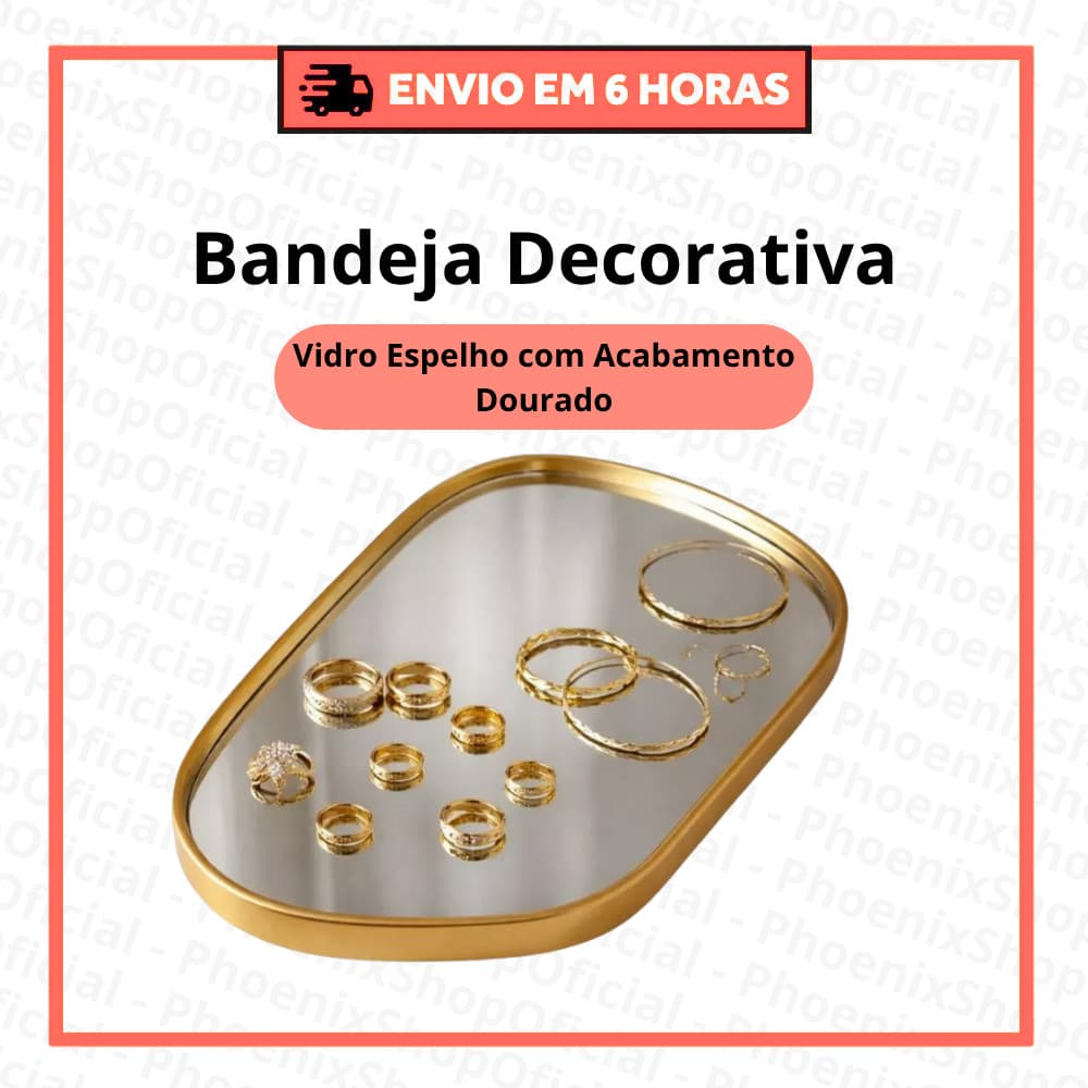Bandeja Decorativa Espelhada Formato Orgânica para Perfumes Maquiagem Banheiro Lavabo Escritorio