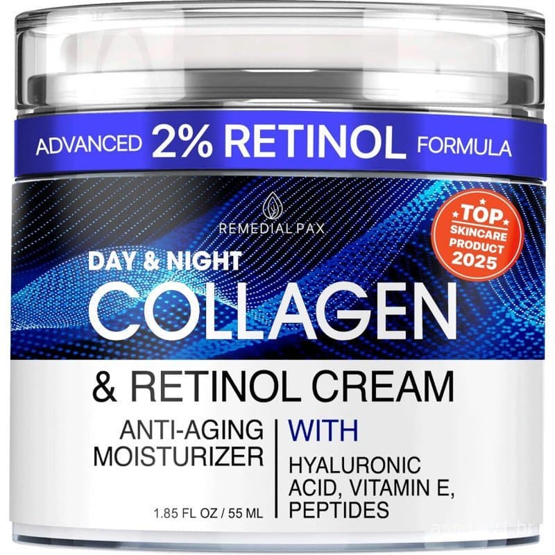 Creme Facial de Colágeno com Retinol e Ácido Hialurônico - Hidratante Antienvelhecimento para Mulheres e Homens, Creme F