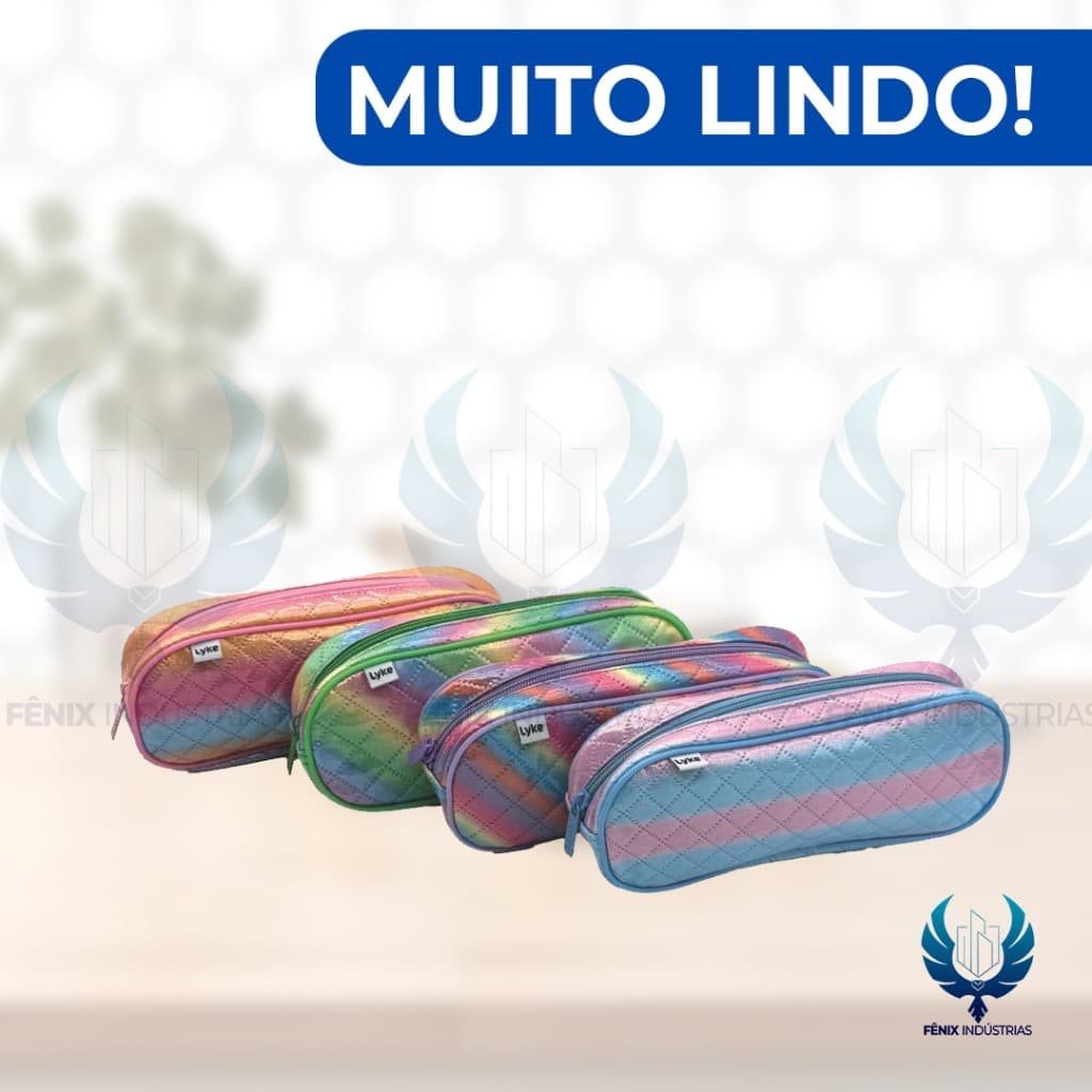 Estojo Arco-Íris Pastel – 1 Zíper – 22,5 x 9 x 4,5 cm – 4 Cores
