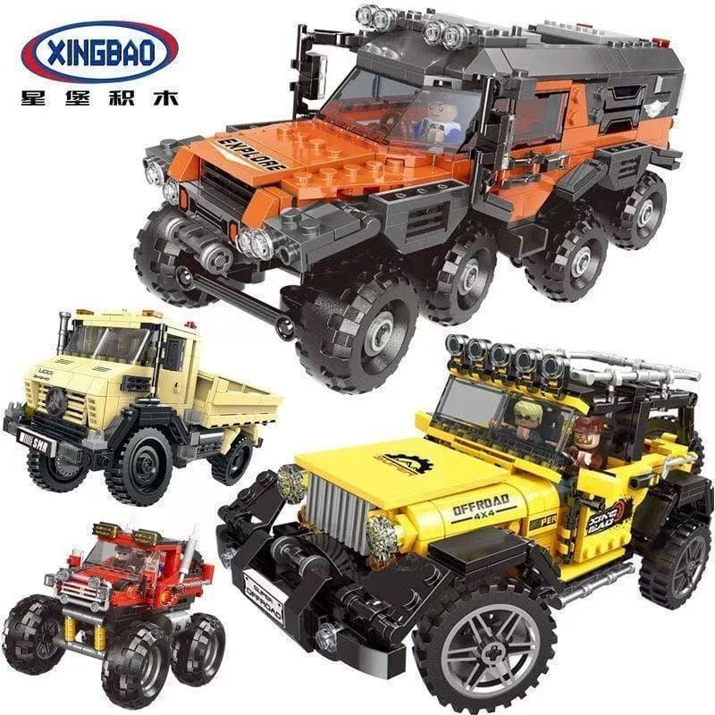ZUF6 Mais de 600 peças de blocos de montar Lego, modelo de veículo off-road Jeep para montagem em todo terreno, brinqued