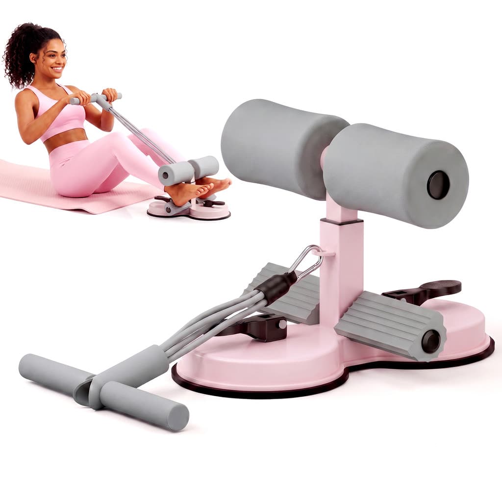 Equipamento Abdominal com Ventosas 3 Níveis Corda Elástica Abdômen Suporte de Celular Academia Casa