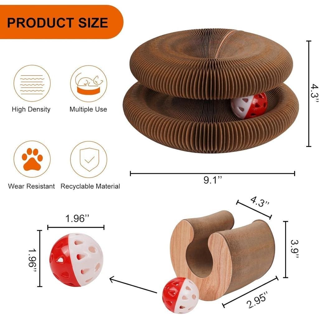 2 Peças Brinquedo para Gatos Kitty Kurls, Arranhador Mágico para Gatos, Dobrável e Reversível, Estilo Infinito, Arranhad