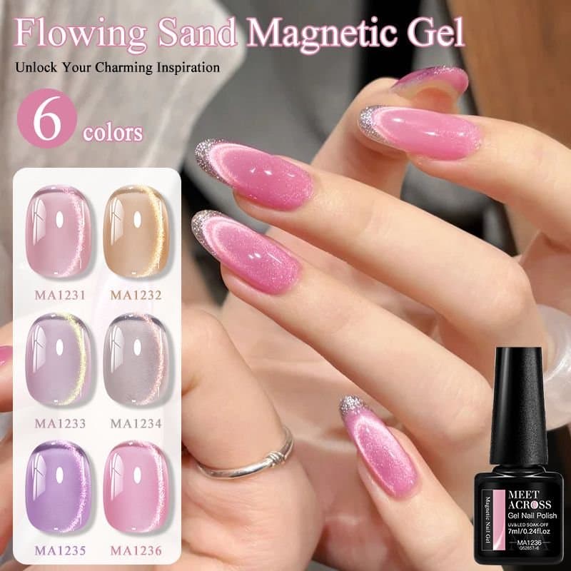 Conheça Através 7ml Rosa Olho De Gato Esmalte Gel Magnético Soak Off UV LED Verniz Para Arte Em Unhas De Areia Brilhante