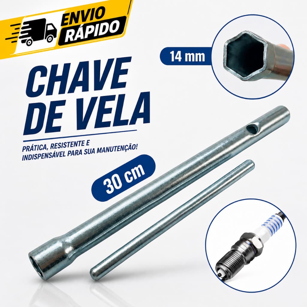Chave De Vela Longa 30CM  14mm Renault Logan Sandero Kwid