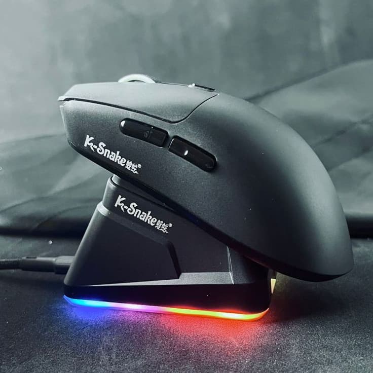 Mouse Gamer Snake X11 RGB 12000DPI Wireless 2.4G Bluetooth USB com Dock de Carregamento