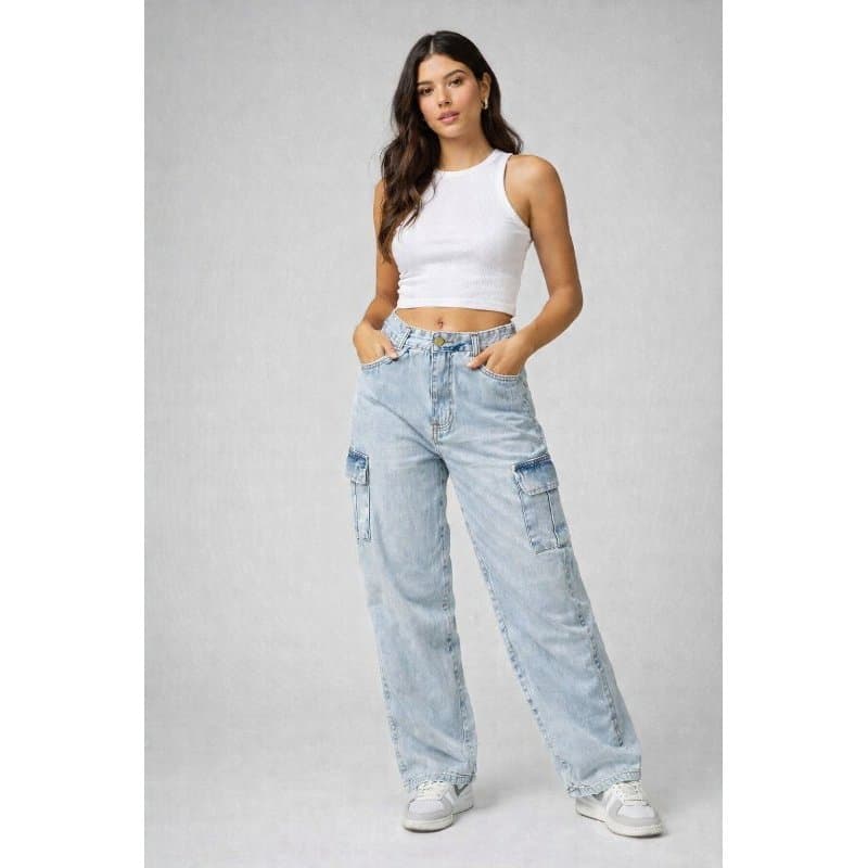 Calça Jeans Cargo Feminina
