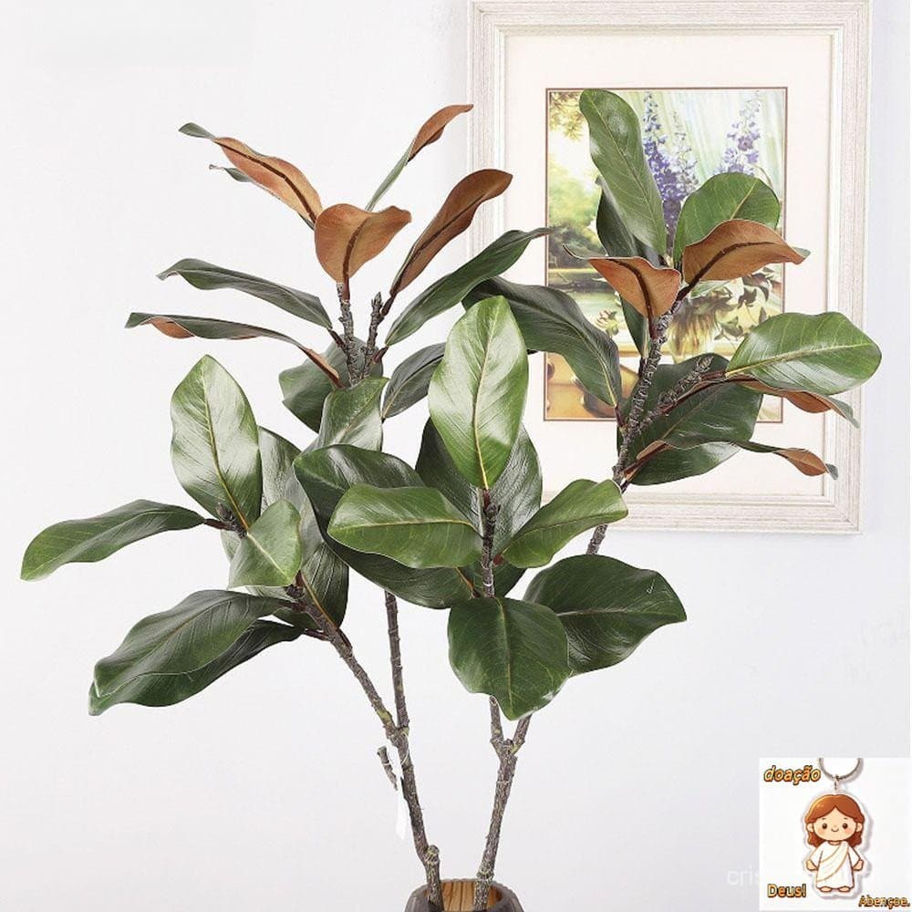 Simulated Magnolia Tree Branch , Borracha Deixa A Planta De Magnólia Artificial Feita Mão , Arranjo De Flores Grande 110