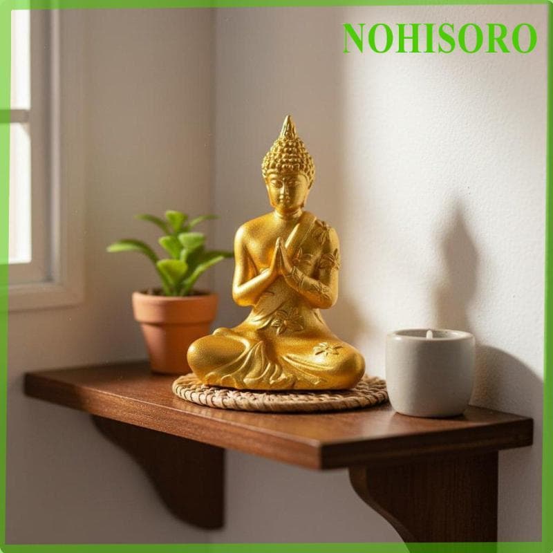 [Nohisoro] Escultura De Buda Estatueta De Ouro Zen Estátua Espiritual Decoração De Casa Para Mesa De Escritório Ou Espaç