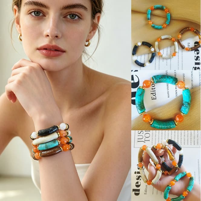 Europeu americano dopamina Design Retro pulseira resina geométrica artesanal All-Match pulseira