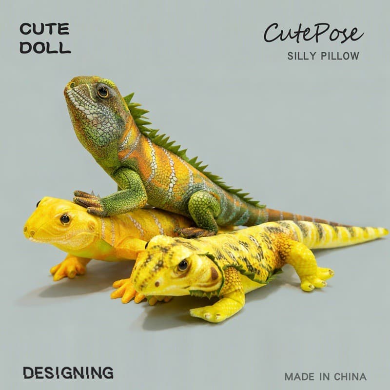 Iguana pelúcia/brinquedo de réptil, ideal para presente de aniversário de criança e decoração