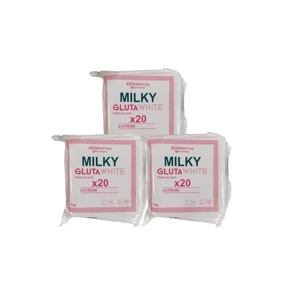 Sabonete Premium KEISHA White Skin Naturals Milky GlutaWhite 70g x 3 barras LF9P