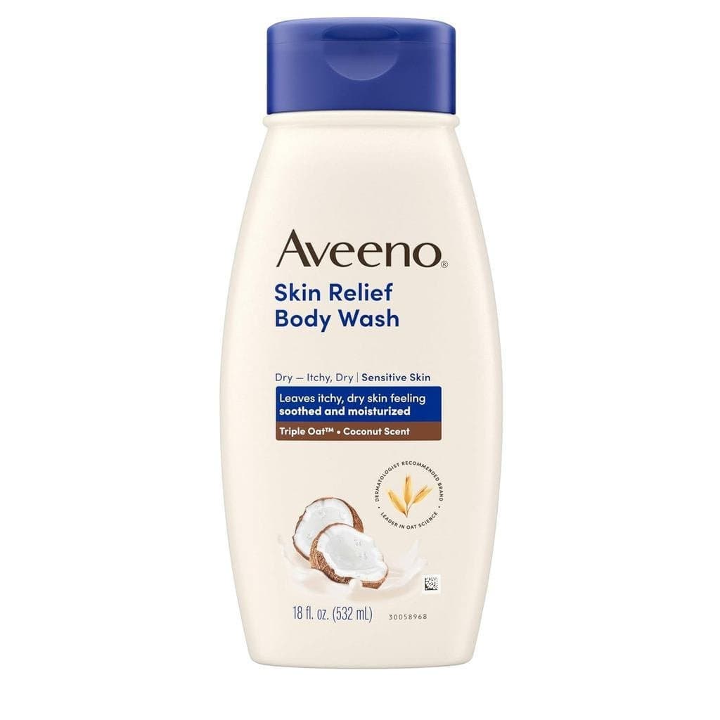 Sabonete Líquido Calmante Aveeno, com suave aroma de coco e aveia tripla, limpador especial para pele sensível, alivia c