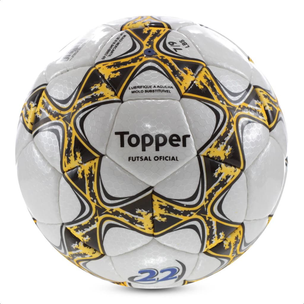 Bola Topper Futsal Slick 22 Branca e Amarela - Único