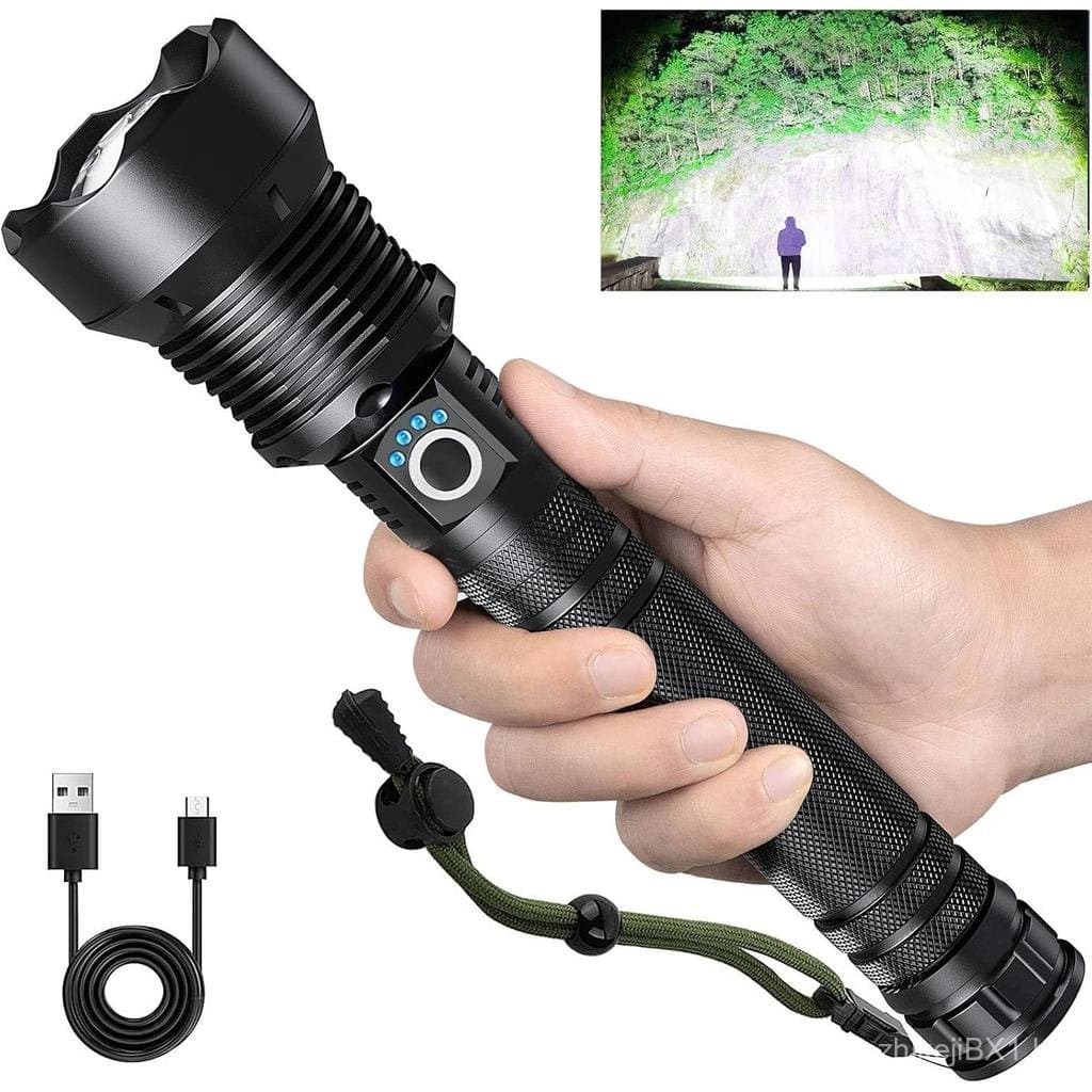 Lanternas Recarregáveis 99.000 Lúmens, Lanterna LED Super Brilhante com Cabo USB, 5 Modos, Lanterna à Prova d'Água, Luz