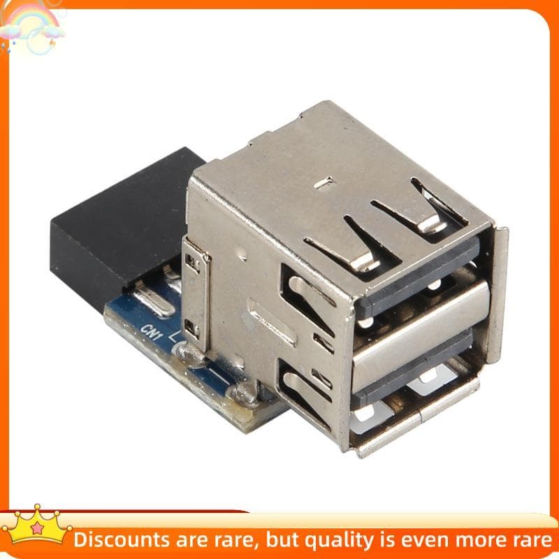 Placa-Mãe De 9 Pinos Para Conector USB 2.0 Duplo , 1 Peça , Preta 2 Portas Um Adaptador De Cabeçalho Interno Fêmea