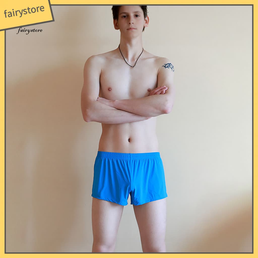 Men Boxer Underwear Elastic Waistband Briefs for Men's Low Waist Breathable Smooth Fabric Perfect Fit Solid Color Loose