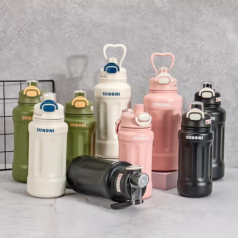 Copo térmico portátil de aço inoxidável 316 de grande capacidade de 1.000ml, garrafa esportiva de palha selada à prova d