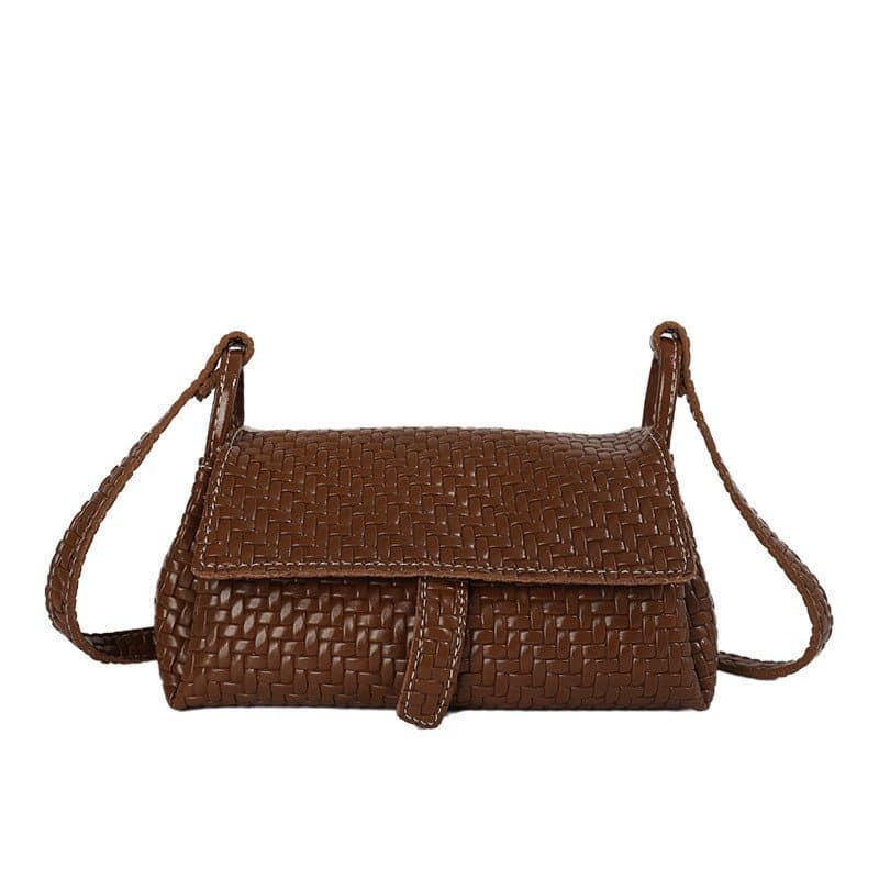 Bolsa de Praia Feminina de Couro Sintético Trançada para Praia e Passeio Estilo Minimalista