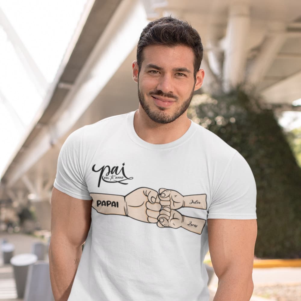 Camisa Camiseta Dia dos Pais Mãos Dadas Pai e Filho