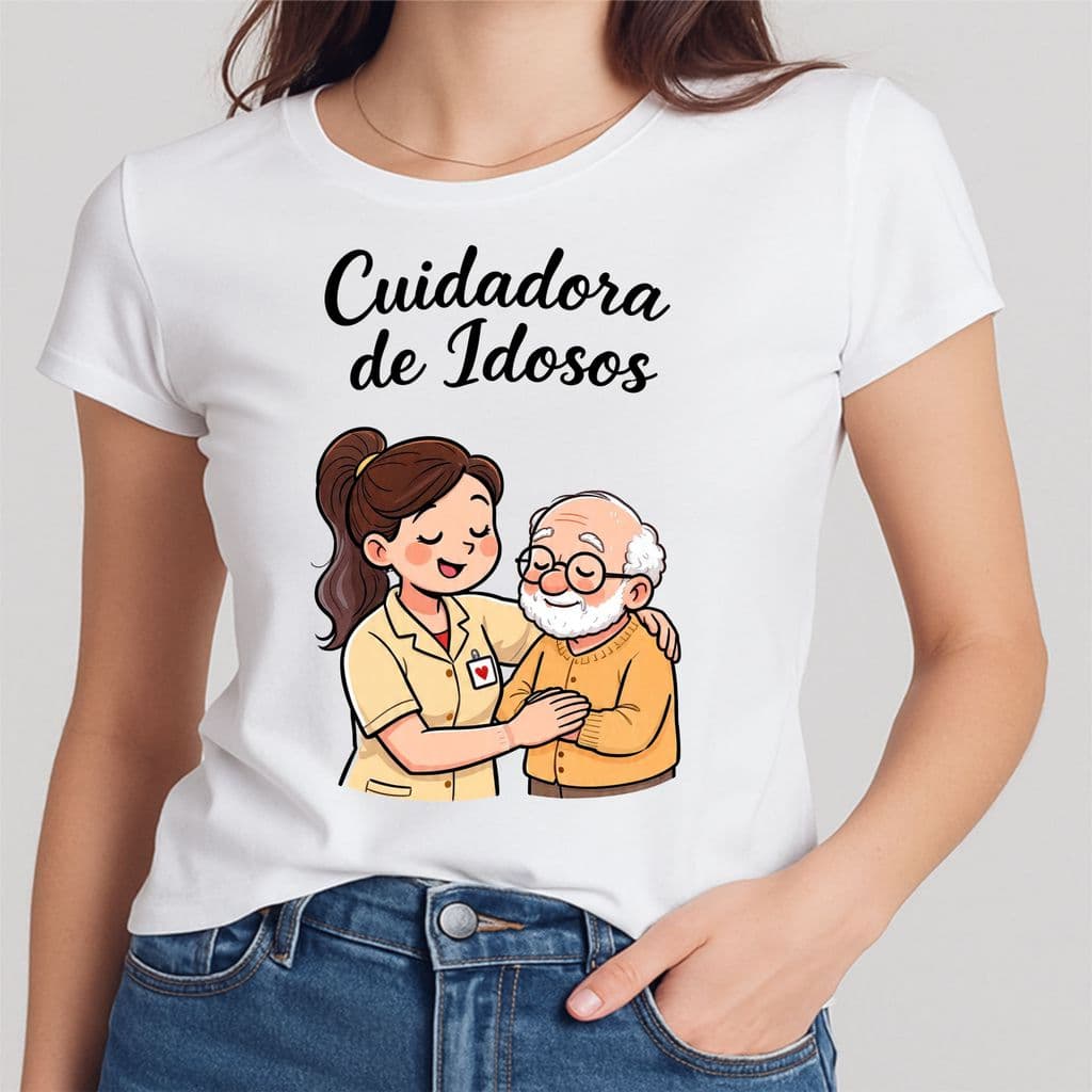 Camisa Cuidadora de Idosos Fofa Baby Look Blusa Variados Variados 01C6