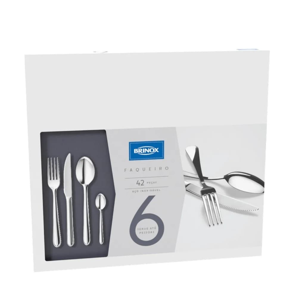 Faqueiro Premium  Brinox Bellagio 42 Peças Aço Inox