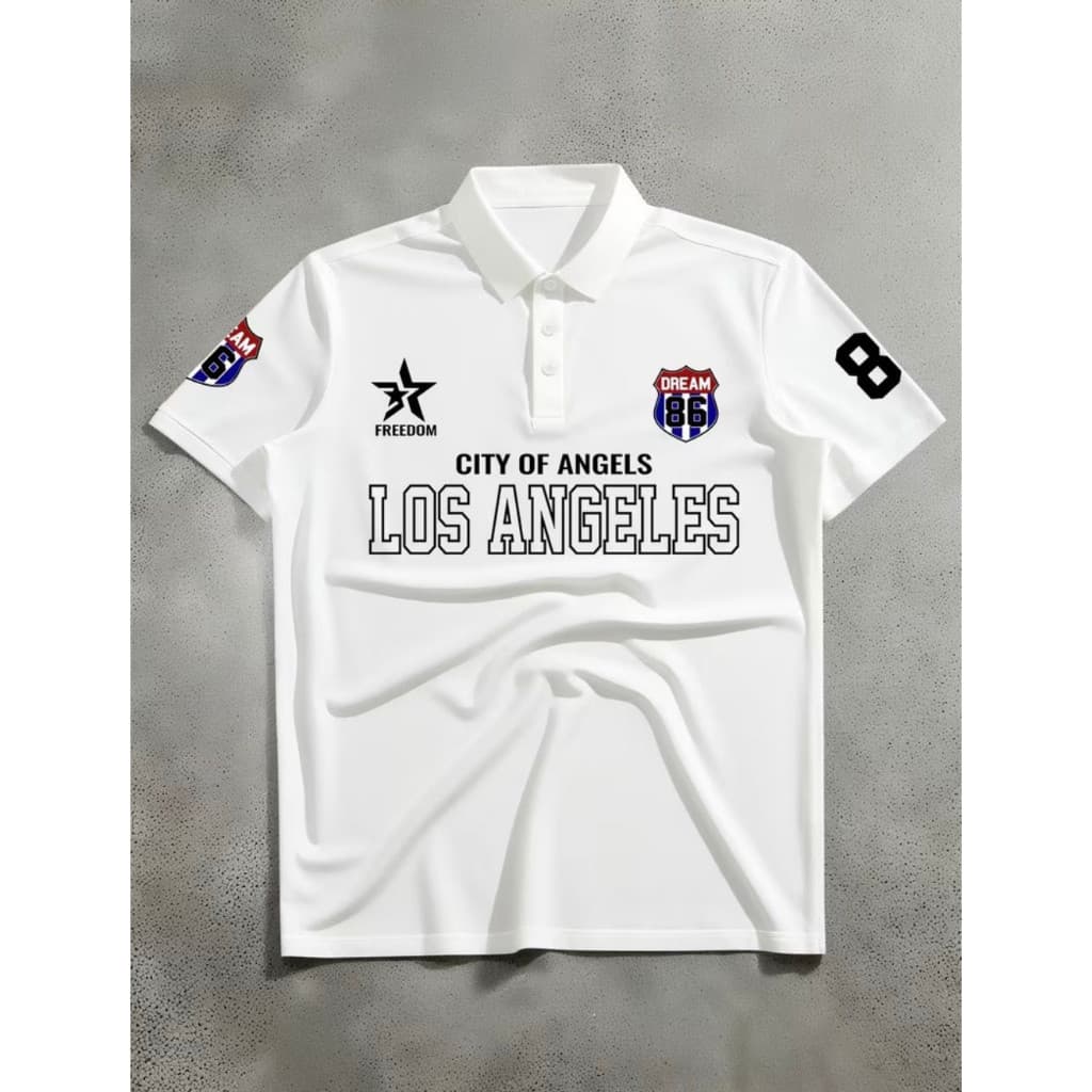 Camisa Polo Malha Piquet 37 Unissex Estampa Los Angeles, camiseta casual de verão, Promoção Envio Rápido