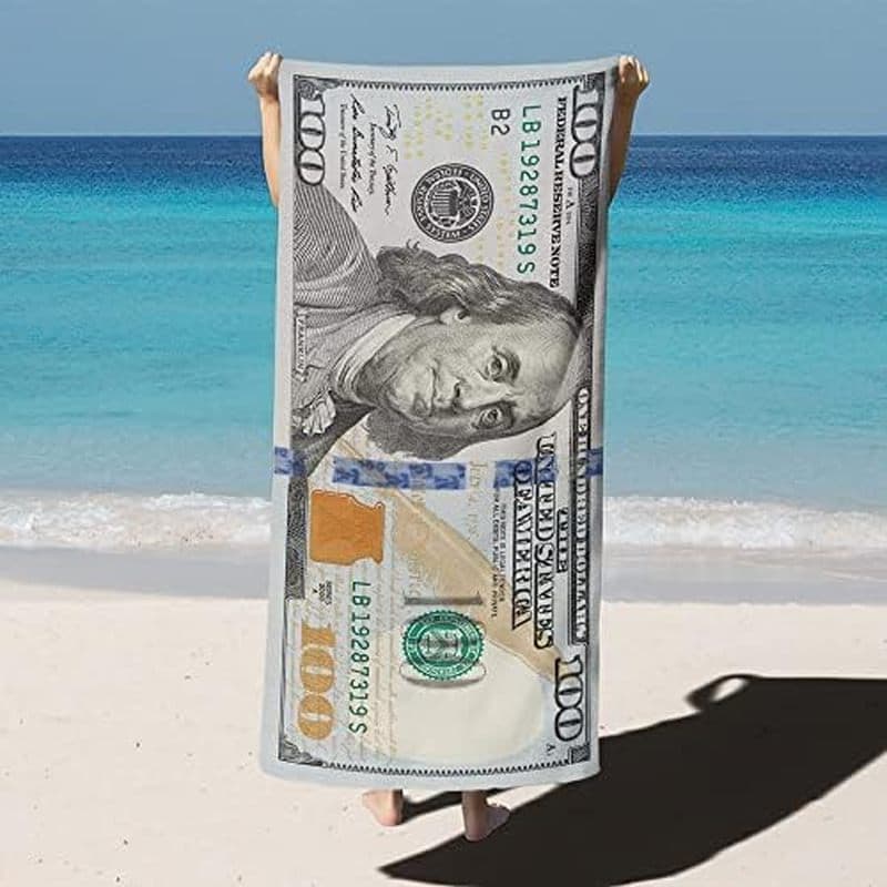 GUBIYU Toalha De Praia Estampada Branca De 100 Dólares , Microfibra Macia , Para Meninos , Toalhas , Tamanho Grande , Ba